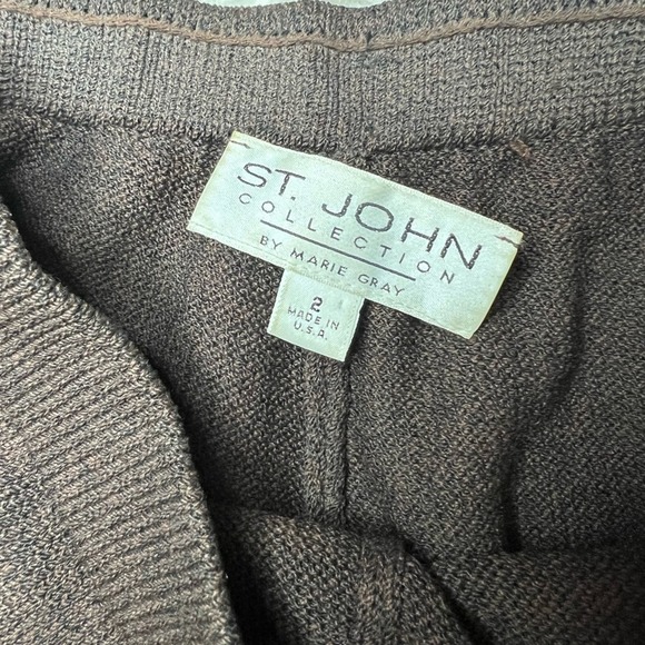 St. John Collection By Marie Gray Size 2 Chocolate Knit Trousers Women’s Size 2 - Picture 2 of 8